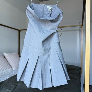 Christian Lacroix Grey 6 Pleated Mini Corset Dress Runway School Prep Academia